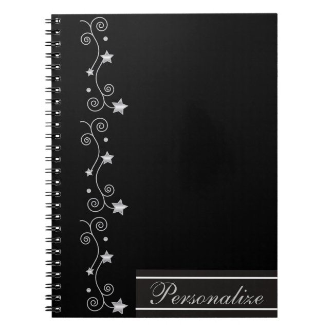 Cuaderno Diseño elegante de estrella negra (Frente)