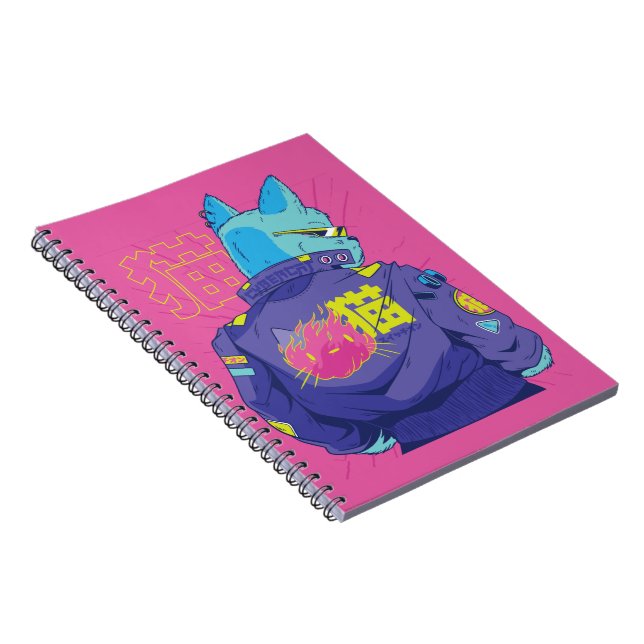 Cuaderno Diseño elegante de gato cyberpunk (Lado Derecho)