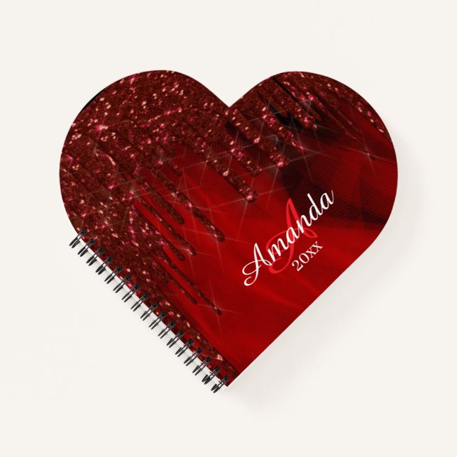 Cuaderno Diseño elegante rojo con brillo (Anverso)