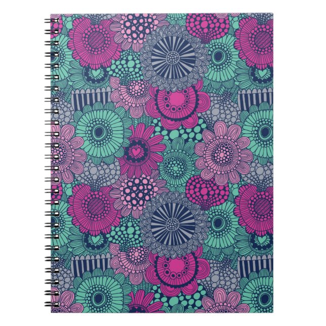 Cuaderno Diseño elegante y luminoso de flores preciosas (Frente)