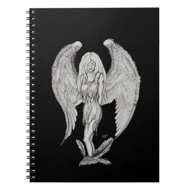 Cuaderno Diseño en blanco y negro de ángel (Frente)
