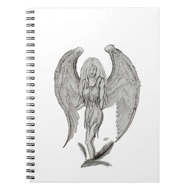 Cuaderno Diseño en blanco y negro de ángel (Frente)