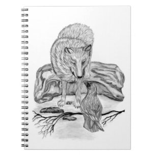 Cuaderno Diseño en blanco y negro de Wolf y Raven