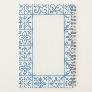 Cuaderno diseño estacionario azul de azulejo portugués