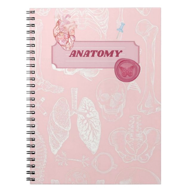 Cuaderno Diseño Estético de Anatomía Rosa para Estudiantes  (Frente)