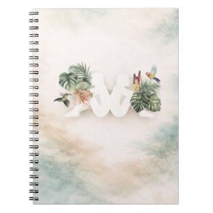 Cuaderno Diseño Estético de Hojas y Pájaros Tropicales