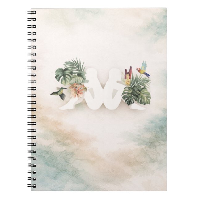 Cuaderno Diseño Estético de Hojas y Pájaros Tropicales  (Frente)