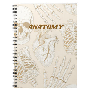 Cuaderno Diseño Estético Médico Esqueleto Anatomía Beige