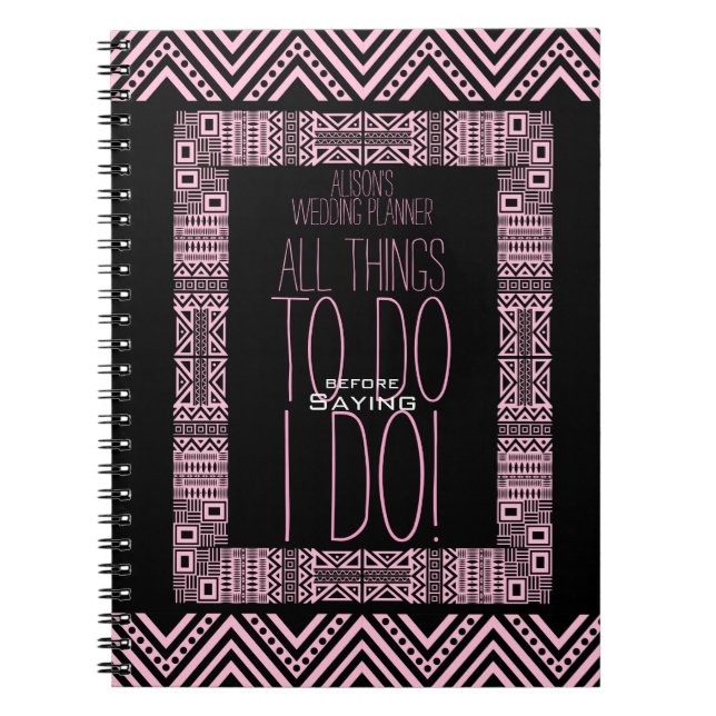 Cuaderno Diseño étnico Planificación de boda personalizada  (Frente)