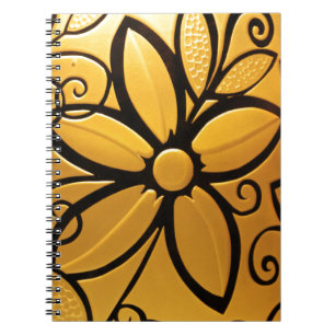 Cuaderno Diseño floral amarillo dorado radiante