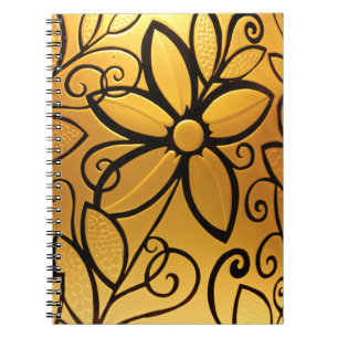 Cuaderno Diseño floral amarillo dorado radiante