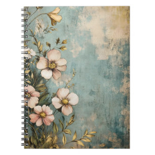 Cuaderno Diseño floral antiguo con una apariencia texturiza