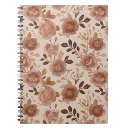 Cuaderno Diseño Floral Beige Flor Boho Polvo Rosa