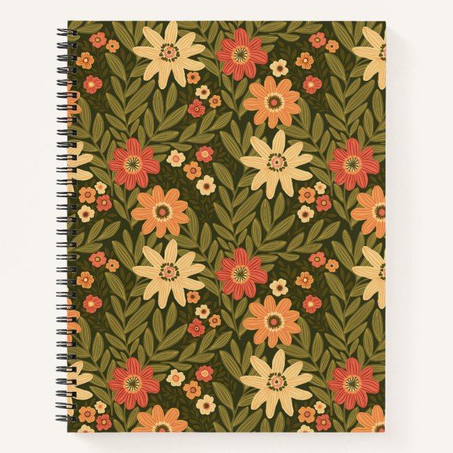 Cuaderno Diseño floral botánico en tonos tierra (Anverso)
