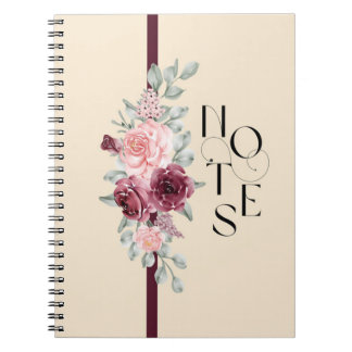 Cuaderno Diseño floral con cinta de opciones en rosa y negr