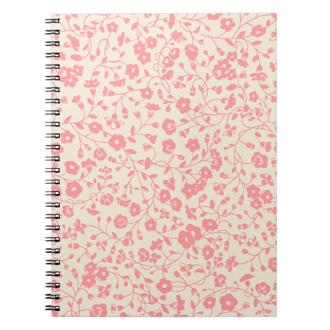 Cuaderno Diseño floral de crepes rosadas (Frente)