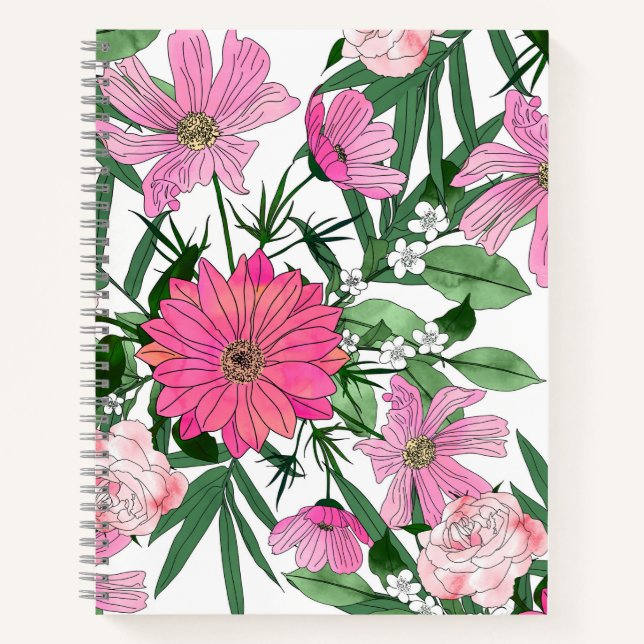 Cuaderno Diseño floral de jardín boho chic (Anverso)