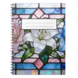Cuaderno Diseño floral de lirio de vidrio teñido elegante e