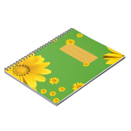 Cuaderno Diseño floral de margarita amarilla sobre fondo ve