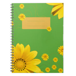 Cuaderno Diseño floral de margarita amarilla sobre fondo ve