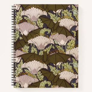 Cuaderno Diseño Floral de Murciélago y Amapola Art Nouveau