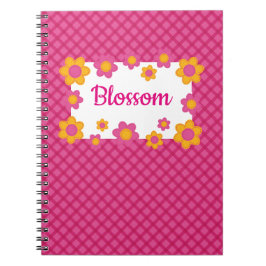 Cuaderno Diseño floral de primavera de niña lindo fucsia a