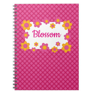 Cuaderno Diseño floral de primavera de niña lindo fucsia a 