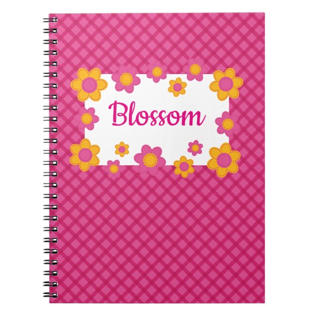 Cuaderno Diseño floral de primavera de niña lindo fucsia a  (Frente)