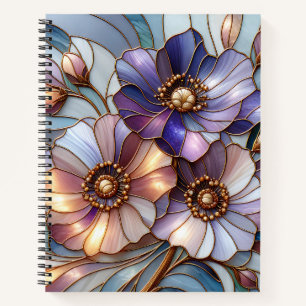 Cuaderno Diseño floral de vidrio emplomado elegante en suav