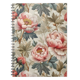 Cuaderno Diseño floral elegante. peonías rosadas pálidas