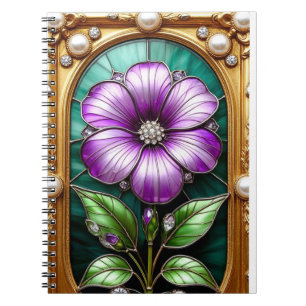 Cuaderno Diseño floral en marco dorado