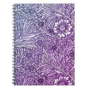 Cuaderno Diseño floral intrincado en tonos morados y blanco