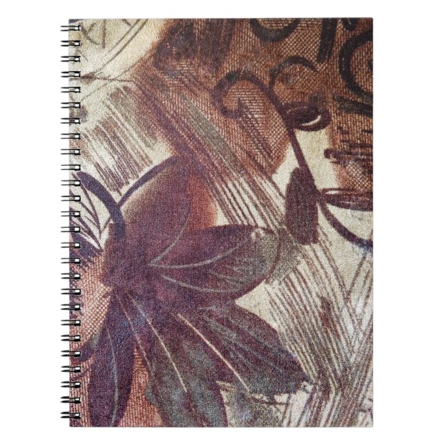 Cuaderno Diseño floral marrón abstracto 1 (Frente)