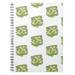 Cuaderno Diseño Floral Rústico sobre Fondo Verde
