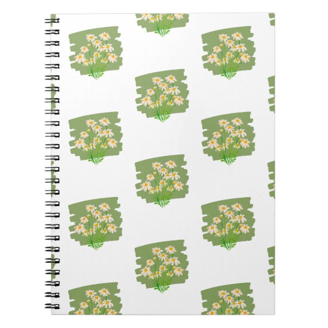 Cuaderno Diseño Floral Rústico sobre Fondo Verde (Frente)