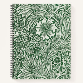 Cuaderno diseño floral verde caléndula de william morris