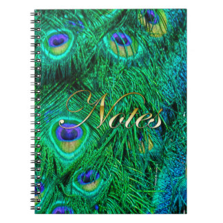 Cuaderno Diseño fotográfico de plumas de pavo real radiante