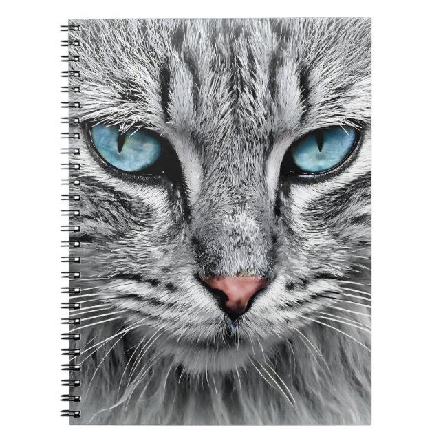Cuaderno Diseño fractal de cara de gato-10682 (Frente)