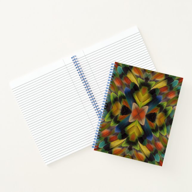 Cuaderno Diseño fractal de plumas de lovebird (Interior)
