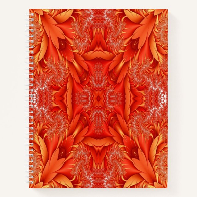 Cuaderno Diseño fractal de plumas delgadas - rojo (Anverso)