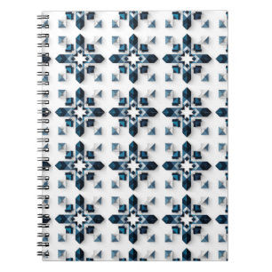 Cuaderno Diseño geométrico abstracto en azul y blanco