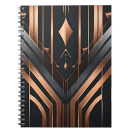 Cuaderno Diseño geométrico Art Deco de cobre y plata