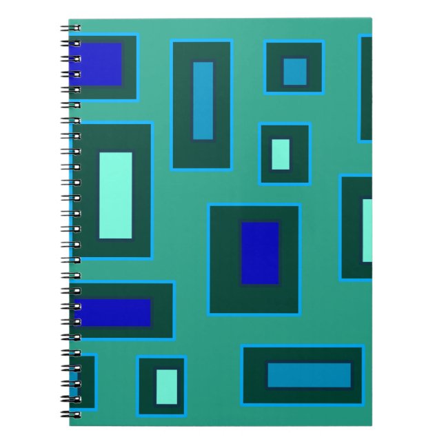 Cuaderno Diseño geométrico azul y verde (Frente)
