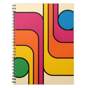 Cuaderno Diseño geométrico de estilo retro Mod de los 70