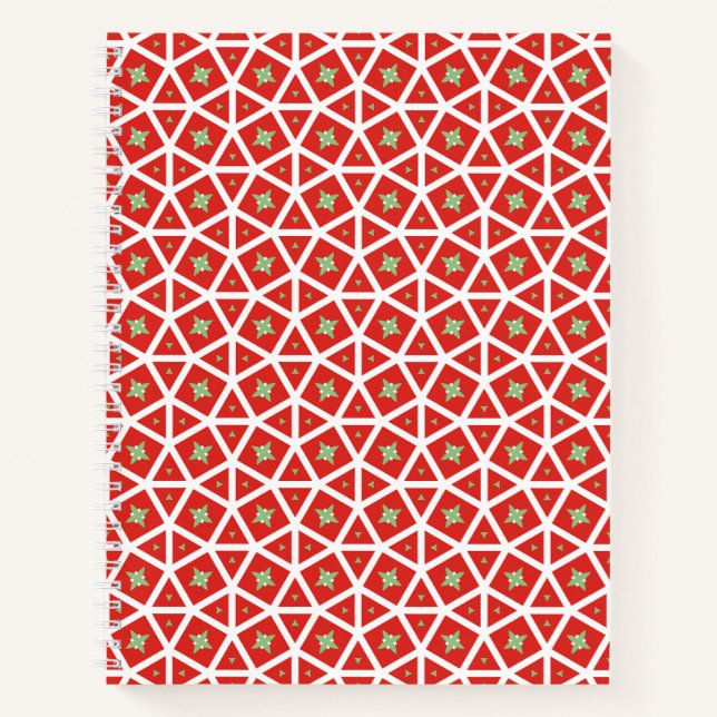 Cuaderno Diseño Geométrico de Estrella de Fiesta Roja (Anverso)