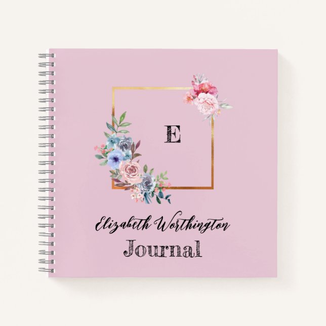 Cuaderno Diseño geométrico de flores y vegetación acuarela (Anverso)