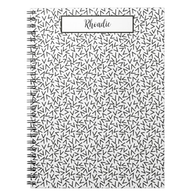 Cuaderno Diseño geométrico elegante en blanco y negro (Frente)