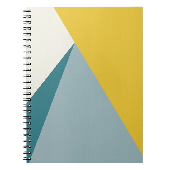Cuaderno Diseño geométrico moderno amarillo y azul (Frente)
