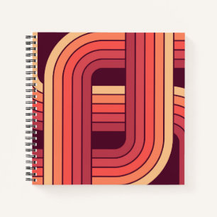Cuaderno Diseño geométrico retro de estilo MCM años 70