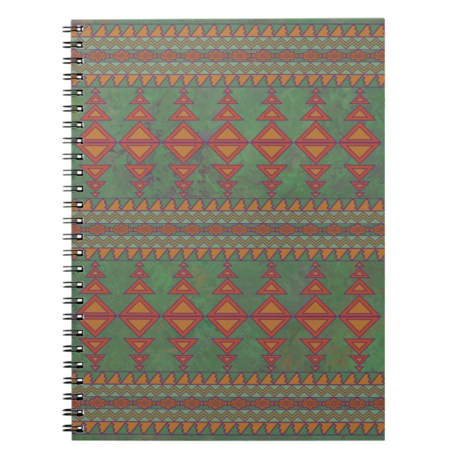 Cuaderno Diseño geométrico verde del suroeste de Sagebrush (Frente)